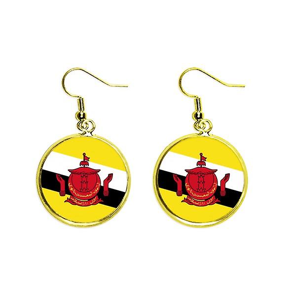 Brunei Bandiera Nazionale Asia Country Ear Dangle Golden Drop Orecchino Gioielli Donna
