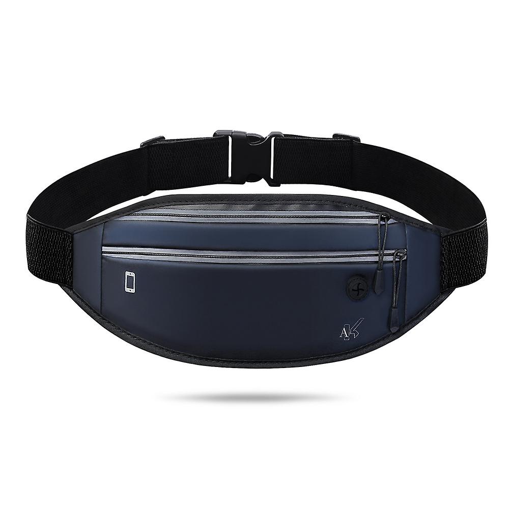 Bum Bag For Men And Women Waterproof Reflective Waist Bag With Headphone Jack Running Belt For Smartphone With Adjustable Elastic Strap Blue