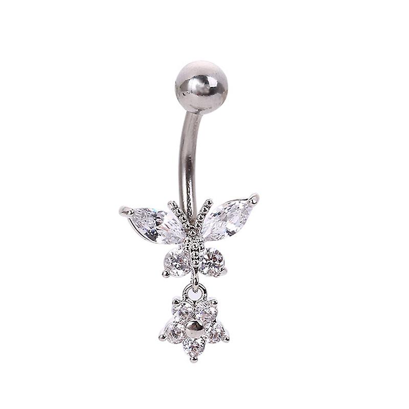 Butterfly Zircon Surgical Steel Navel Piercing Belly Button Rings Body Jewelry
