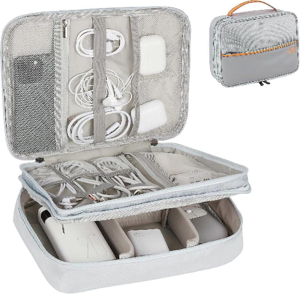 Cable Organiser Bag Travel Cable Organiser Portable Cable Bag Electronics Accessories Organiser Bag For Cables Chargers Power Banks (Grey)