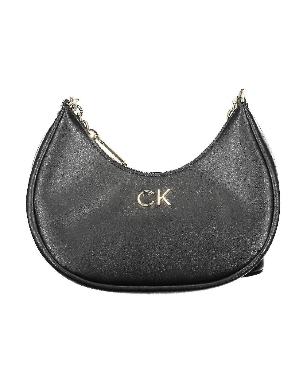 Calvin Klein Saffiano Leather Half Moon Bag Black