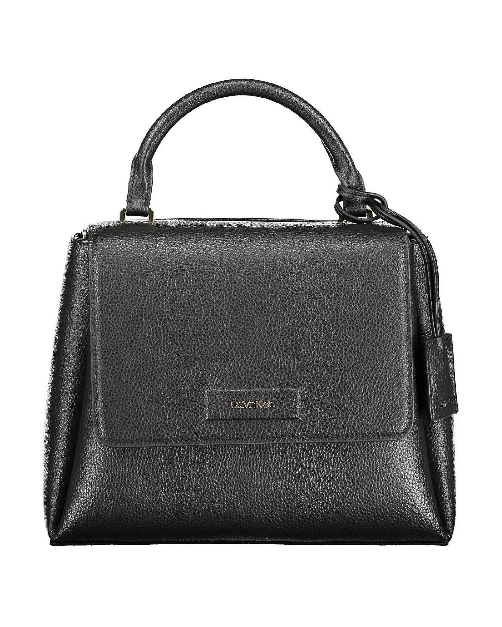 Calvin Klein Saffiano Leather Top Handle Satchel Black