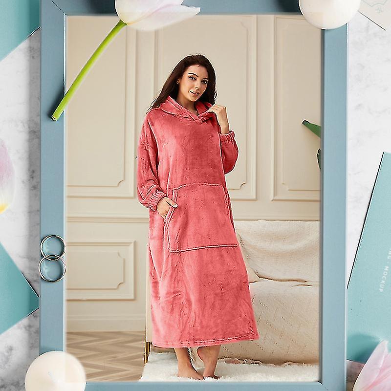 Camicia da notte di flanella da donna pigiama intero allungato e ispessito pigiama da notte caldo invernale da donna servizio domestico di coppia#1