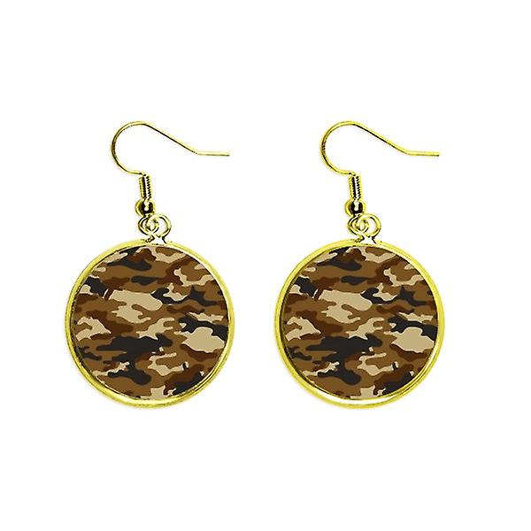 Camouflage Line Arte Grano Illustrazione Modello Orecchio Penzolare Oro Goccia Orecchino Gioielli Donna