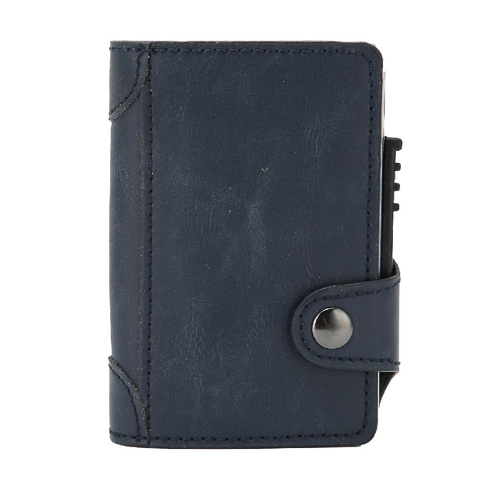 Card Holder Multifunction Fashion Wallet Aluminum Alloy Anti?Theft Credit Card CaseBlue X?51#