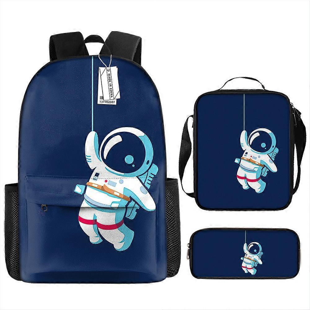 Cartoon Astronaut Zaino Stampato Per Bambini Studenti Della Scuola Primaria Borsa Per Il Tempo Libero Di Grande Capacità Set Di Tre Pezzi 32 -HGDMV