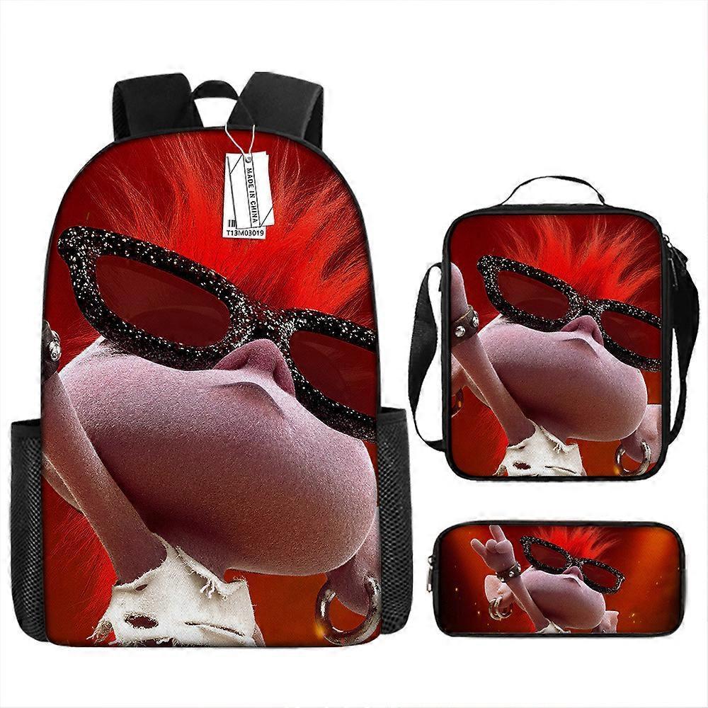 Cartoon Backpack Pencil Bag Trolls Studenti Delle Scuole Primarie E Secondarie Stampato Capacità Sacchetto Da Scuola Tre Pezzi Set 10 -HGDMV