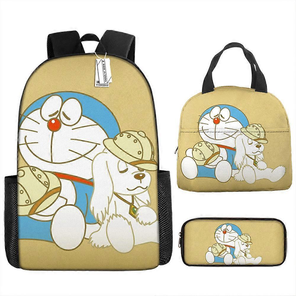 Cartoon Doraemon Zaino Stampato Scuola Primaria E Secondaria Studente Schoolbag Lunch Bag Matita Borsa Tre Pezzi Set 13 -HGDMV