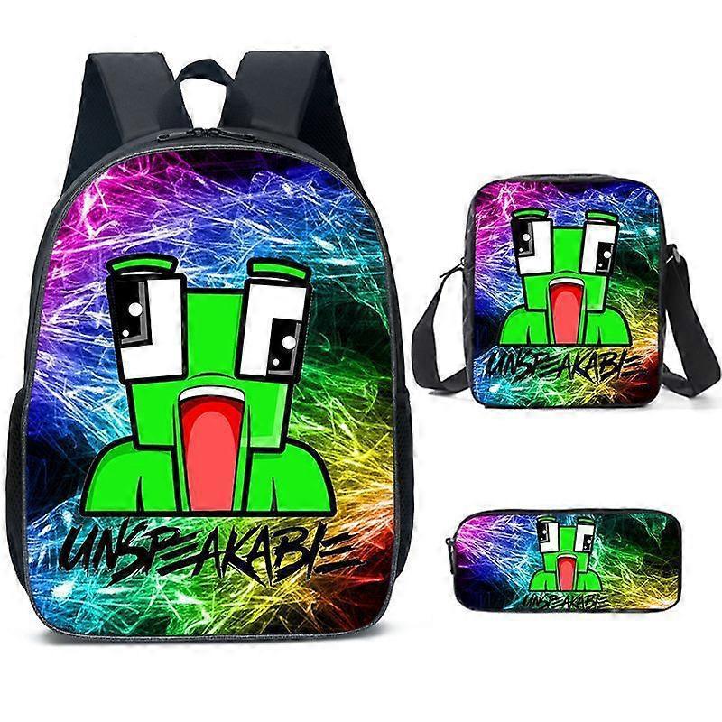 Cartoon Frog Head Zaino casual stampato per bambini per studenti delle scuole primarie e secondarie Schoolbag Borsa a tracolla Set di tre pezzi 13 -HGDMV