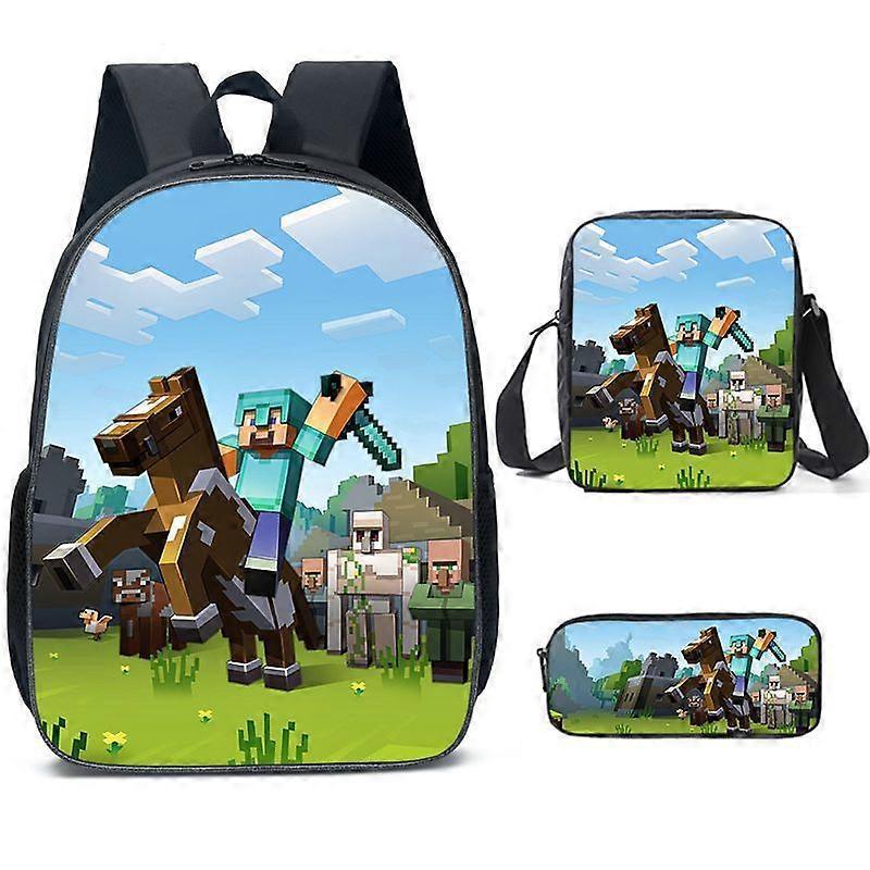 Cartoon My World Zaino casual stampato per bambini Zaino scolastico per studenti della scuola primaria Borsa a tracolla Set da tre pezzi 30 -HGDMV