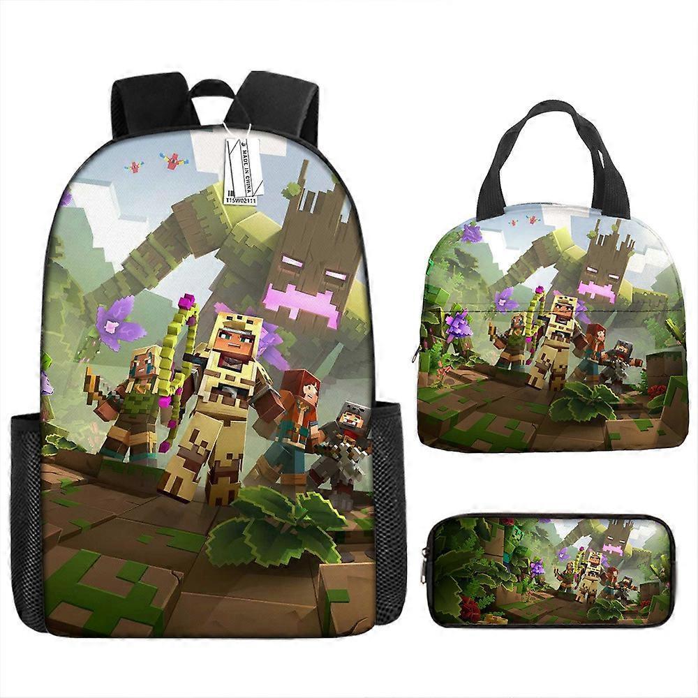 Cartoon My World Zaino Stampato Scuola Primaria E Secondaria Studente Schoolbag Lunch Bag Matita Borsa Tre Pezzi Set 2 -HGDMV