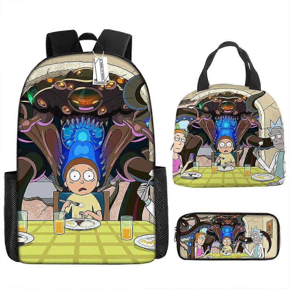 Cartoon Rick And Modi Zaino Studenti Delle Scuole Elementari E Medie Borsa Scolastica Borsa Pranzo Borsa Matita Set Di Tre Pezzi 29 -HGDMV