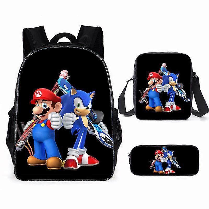 Cartoon Super Mario Zaino Per Bambini Studenti Della Scuola Primaria Grande Capacità Tempo Libero Zainetto Set Di Tre Pezzi 13 -HGDMV