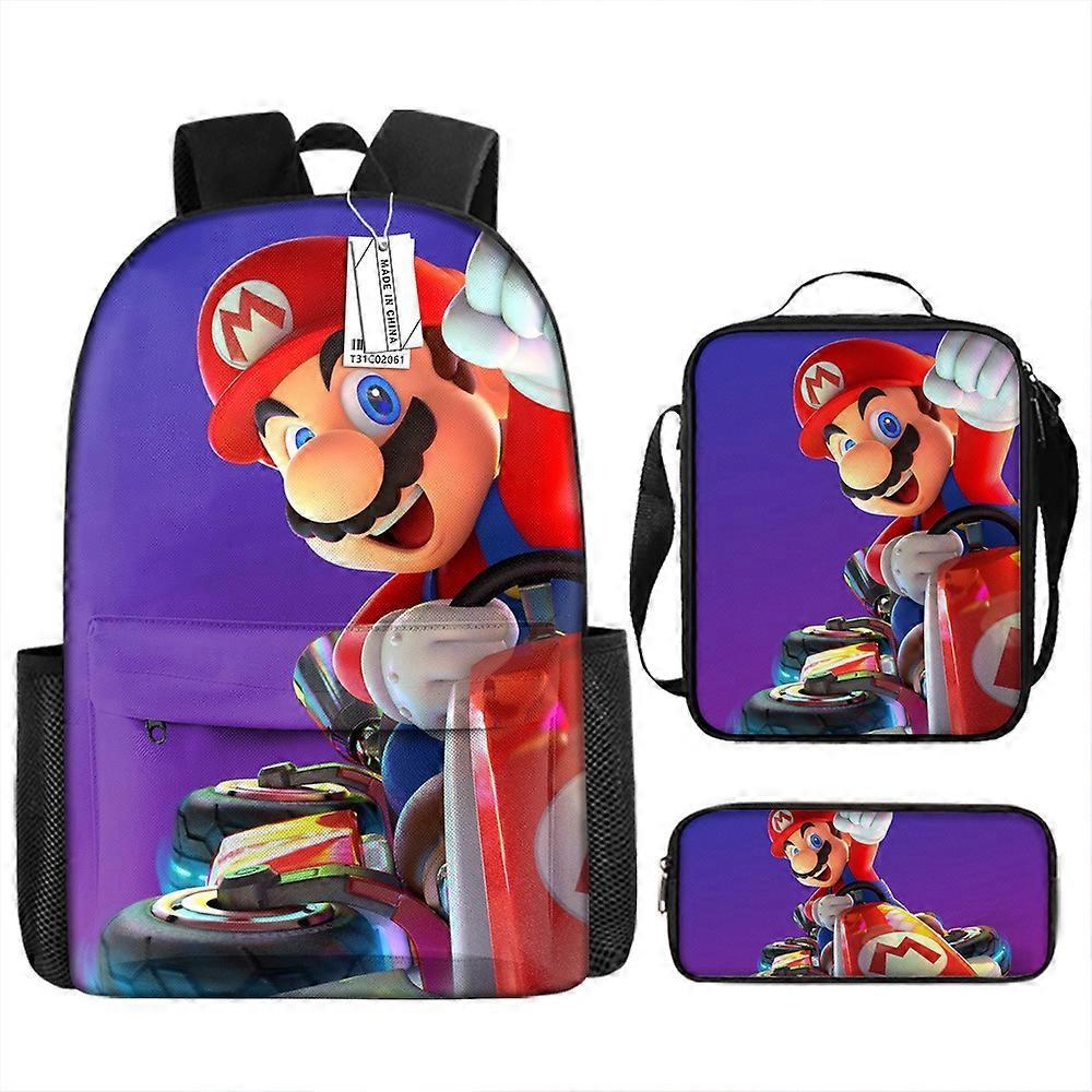 Cartoon Super Mario Zaino Per Bambini Studenti Della Scuola Primaria Grande Capacità Tempo Libero Zainetto Set di Tre Pezzi 22 -HGDMV