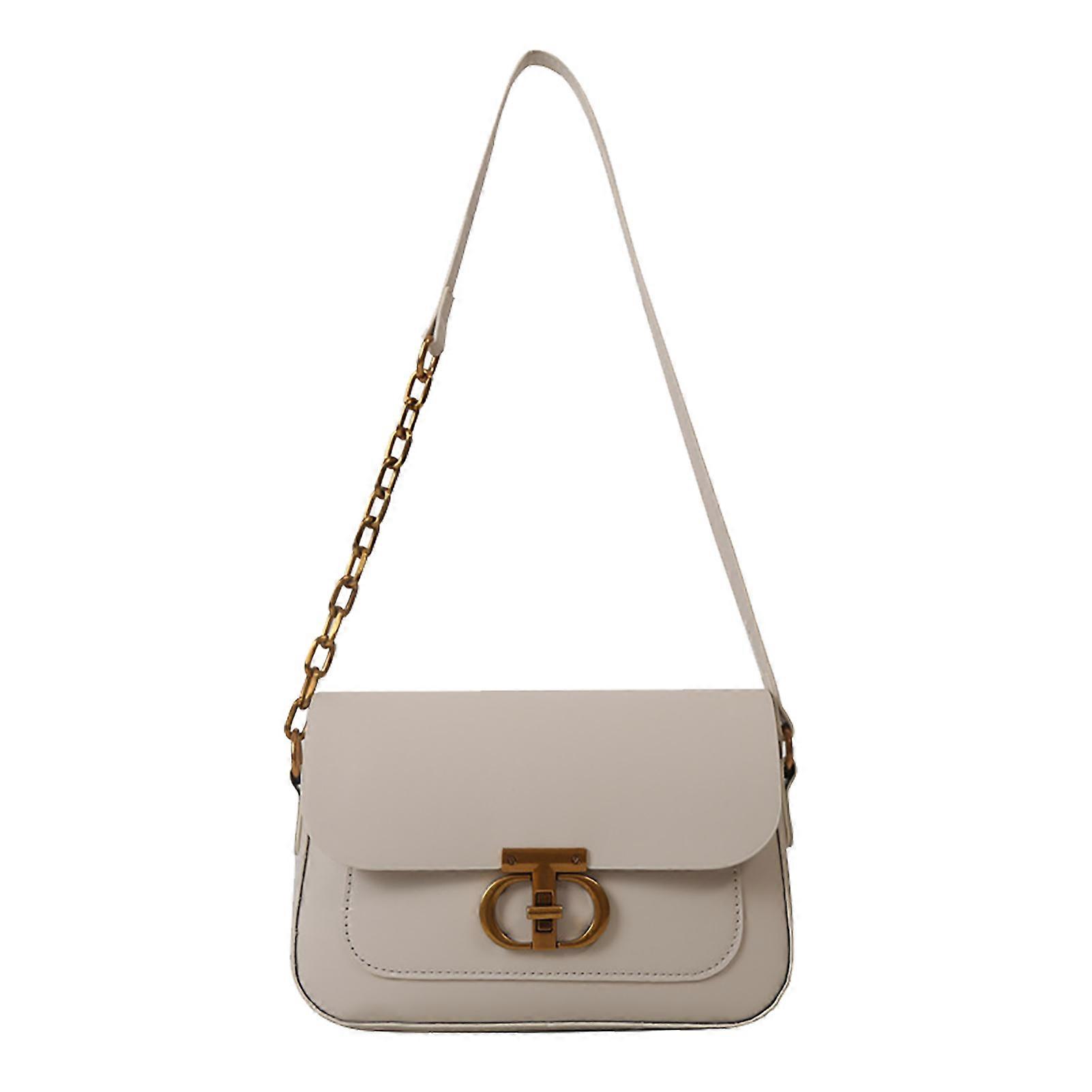 Chain Shoulder Bag Soft Pu Shoulder Handbag Elegant Stylish Multipurpose Women Shoulder Handbag For Work Date Party Travel White Free Size