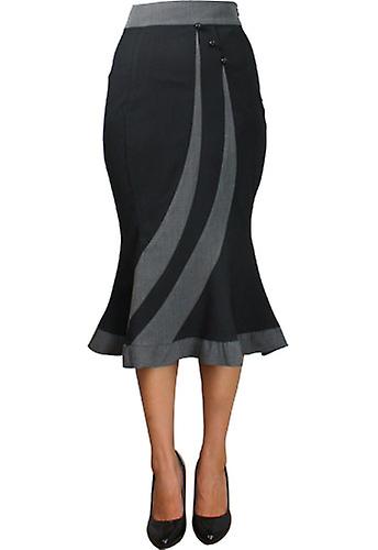 Chic Star Fitted Flared Skirt In Black