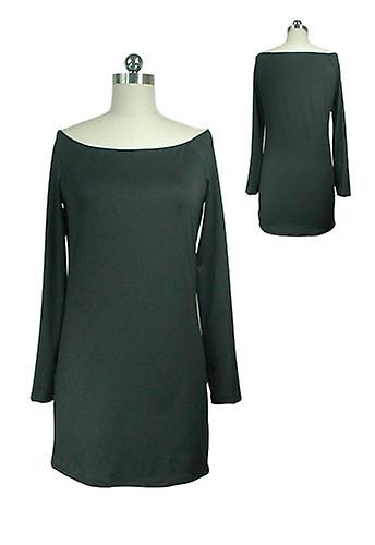 Chic Star Off-Shoulder Tunic Mini Dress In Black