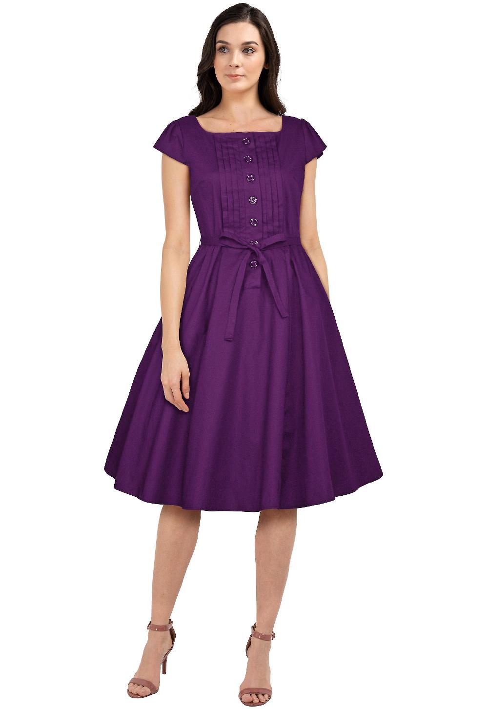 Chic Star Pleated Dress In Purple