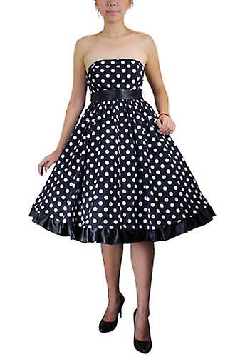 Chic Star Plus Size Bowknot Abito arruffato in pois/nero