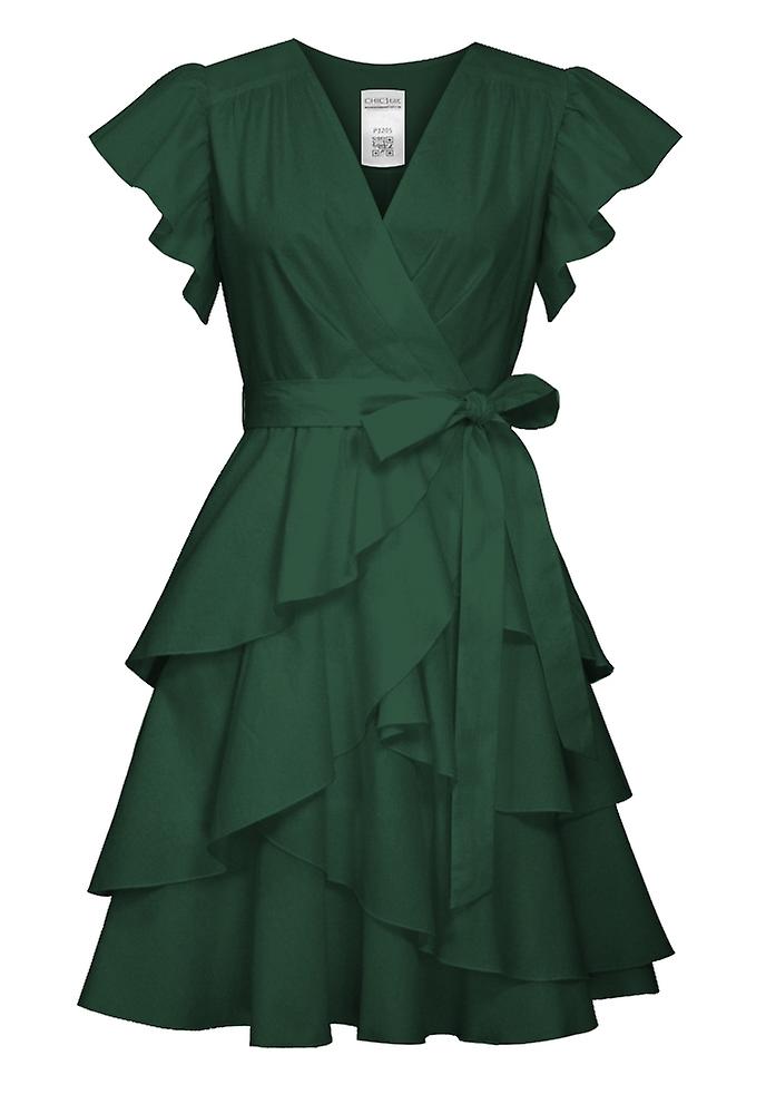 Chic Star Plus Size Layered Knee-length Dress In Green