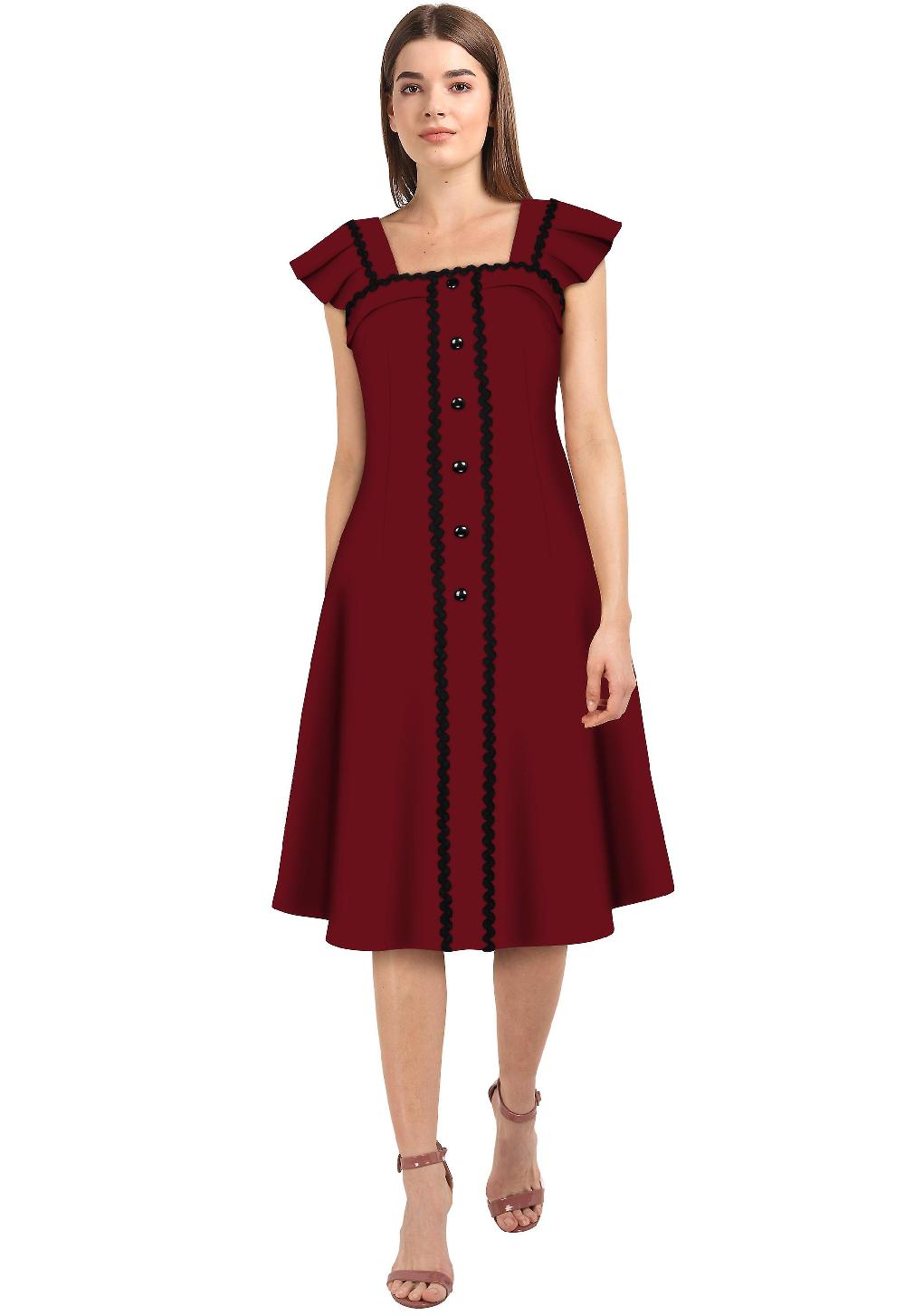 Chic Star Plus Taglia Finiture Abito Gotico in Rosso