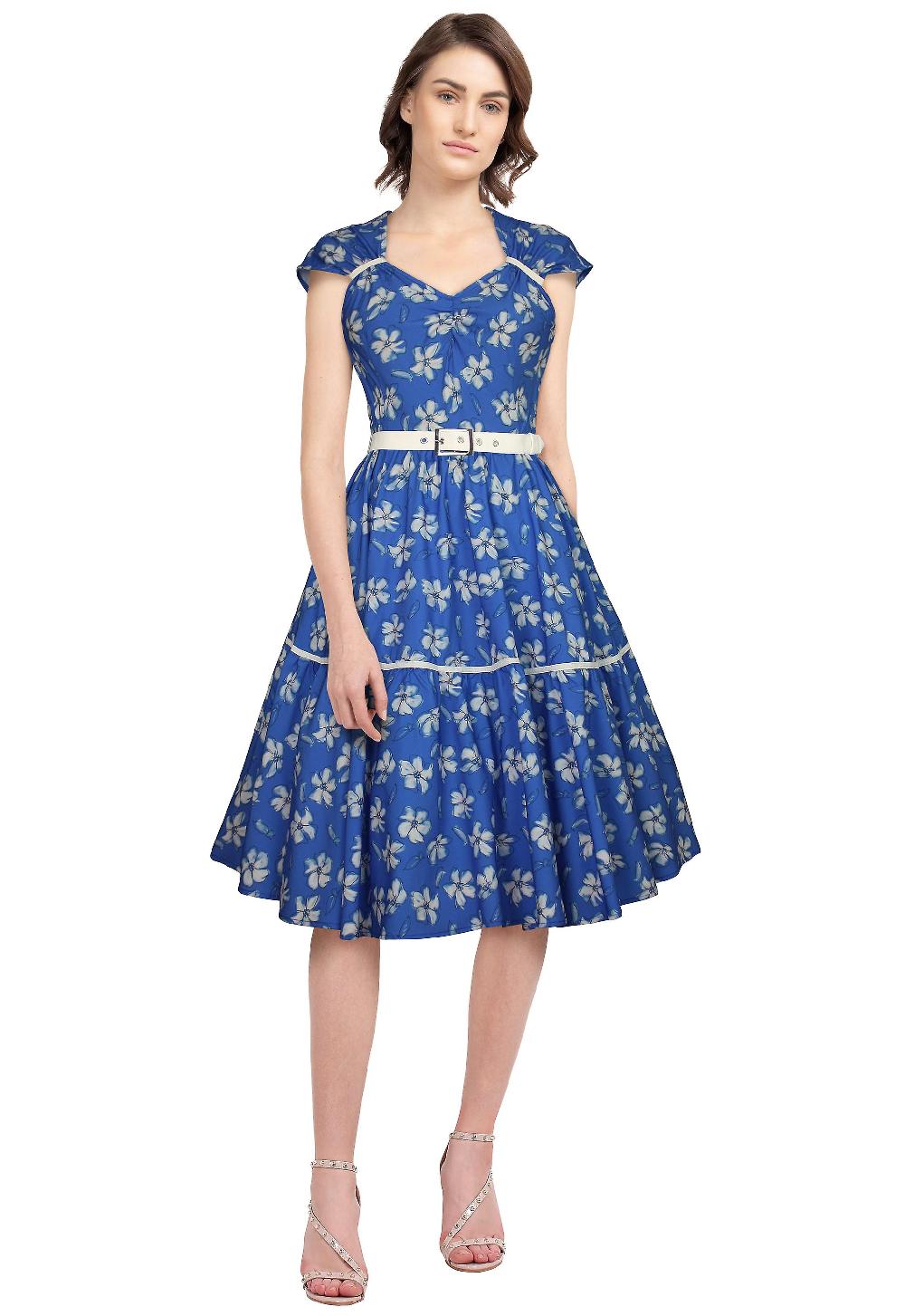Chic Star Printed Retro Dress In Lilac/Floral