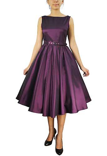 Chic Star Satin Sleeveless Belted Dress In Purple