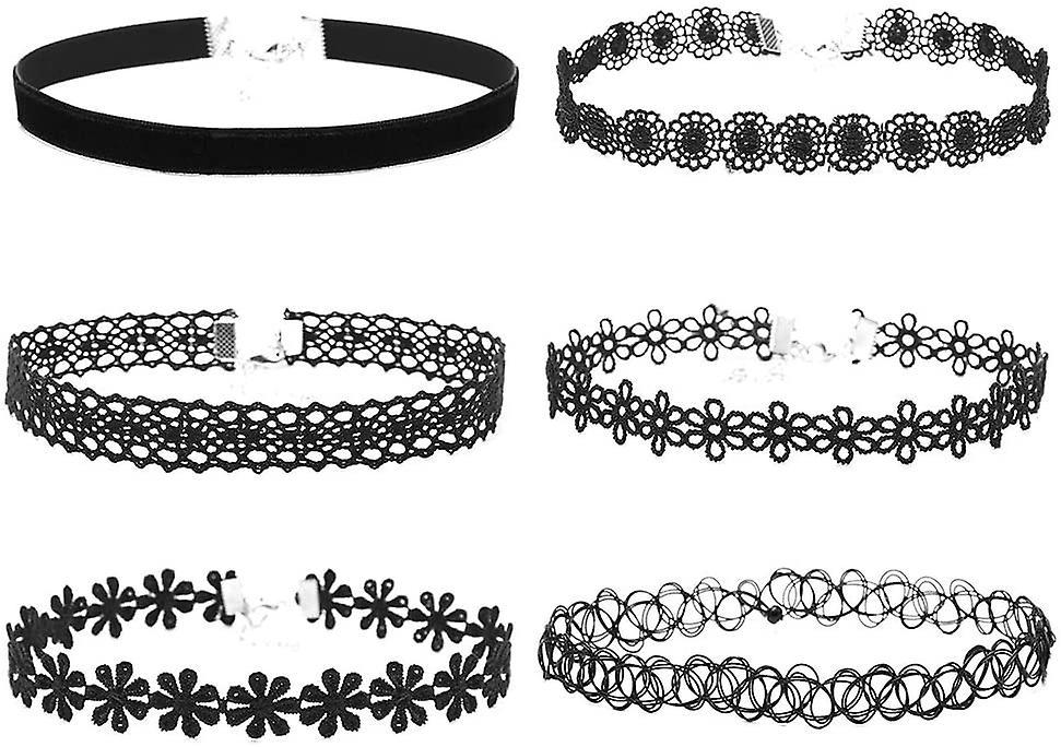 Choker Necklace Set Fashion Stretch Velvet Gothic Tattoo Stretch Necklace Adjustable Length For Women Girls