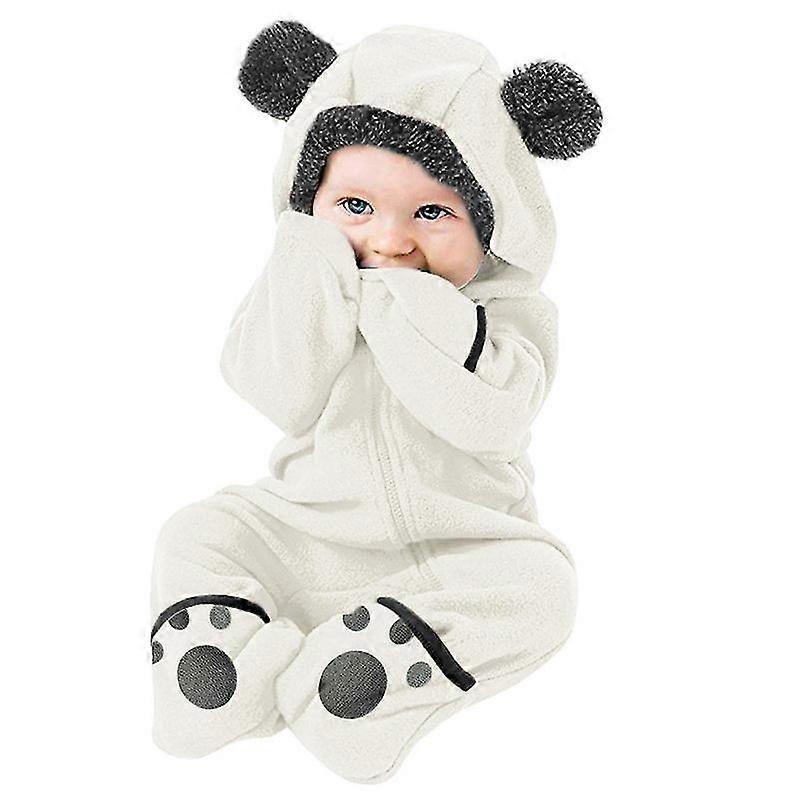 Christmas Gifts For Boys And Girls Bear Feet Polar Fleece Hooded Bodysuit Autumn And Winter Romper