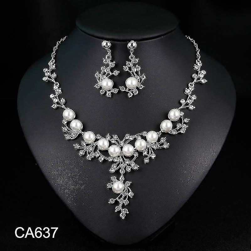 Christmas Necklace Earrings Set Bride Alloy Diamond Necklace Earrings Jewelry For Women Party Wedding