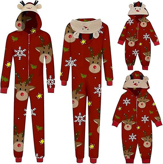 Christmas Pajamas For Family With Cute Hooded Christmas Onesies Pjs Matching Sets For Adults Kids Baby