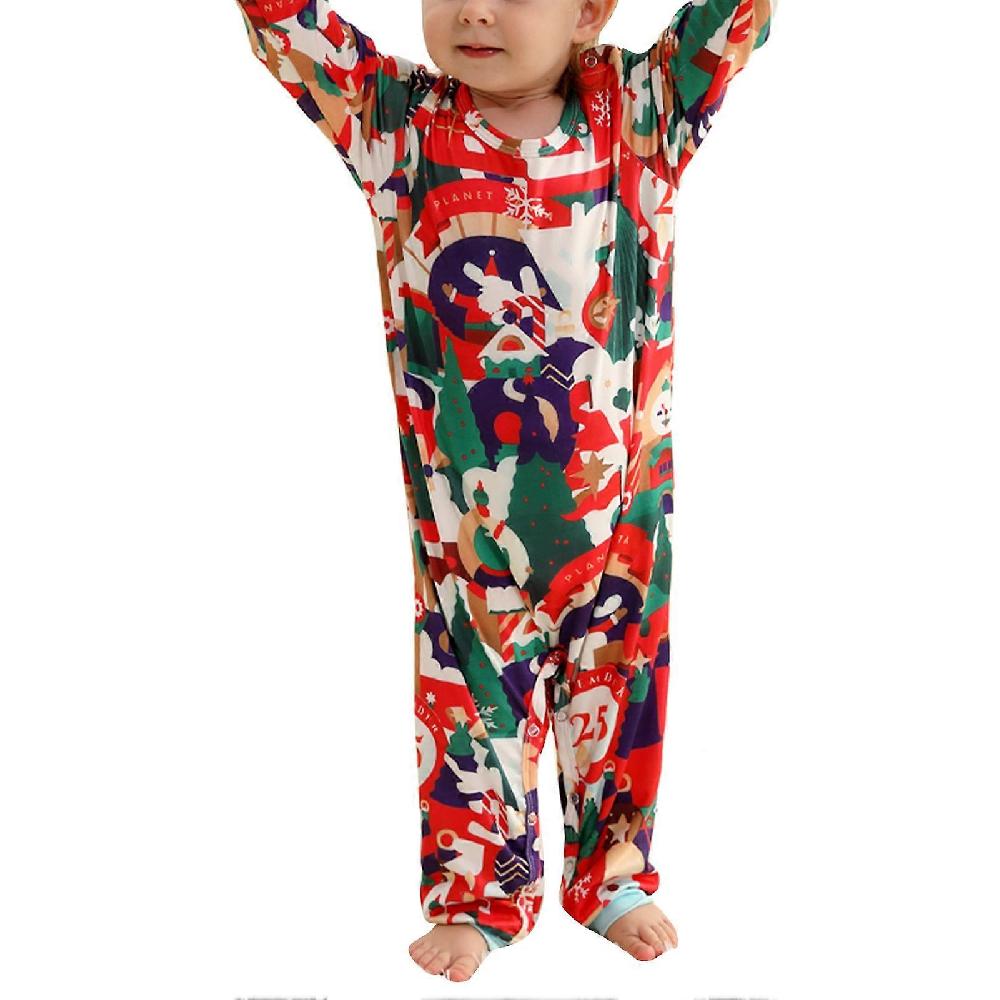 Christmas Pajamas Set Crewneck Graphic Printed Pattern Bodysuit Family Christmas Nightwear Family Pajamas Set BABY 6-9M