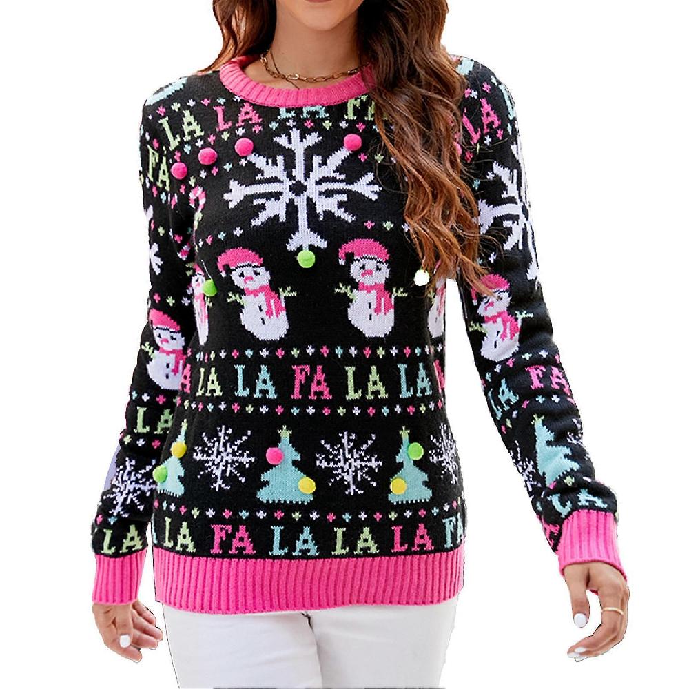 Christmas Sweaters Comfortable Crew Neck Long Sleeve Christmas Sweaters Casual Christmas Sweatshirt for Women A1041 Little Snowman Christmas Sweater M