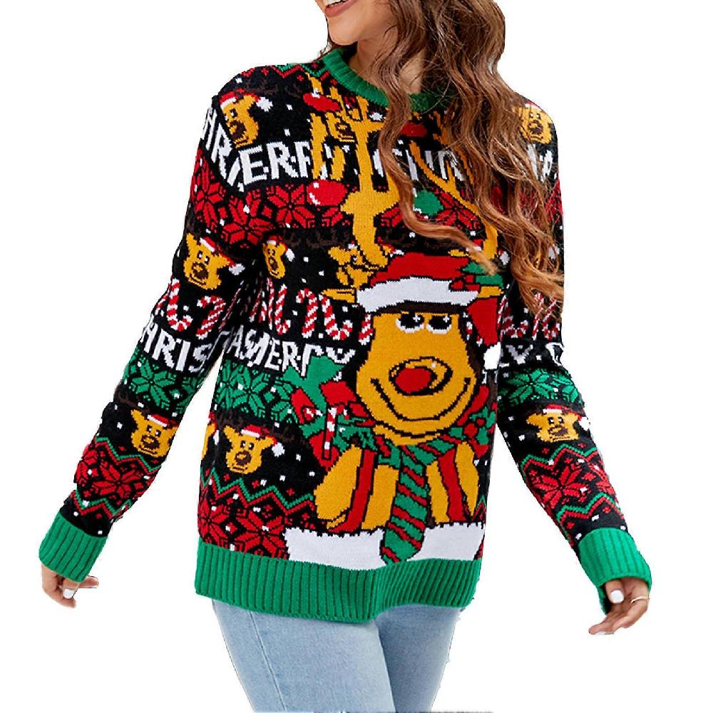 Christmas Sweaters Comfortable Crew Neck Long Sleeve Christmas Sweaters Casual Christmas Sweatshirt for Women A1072 Elk Christmas Sweater L