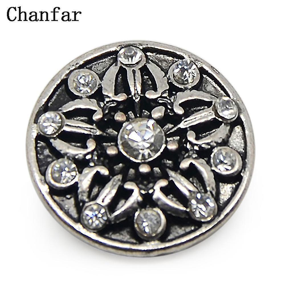 Clear Rhinestone Alloy Metal Snap Button Beads Charm Jewelry For Fashion Jewelry Making