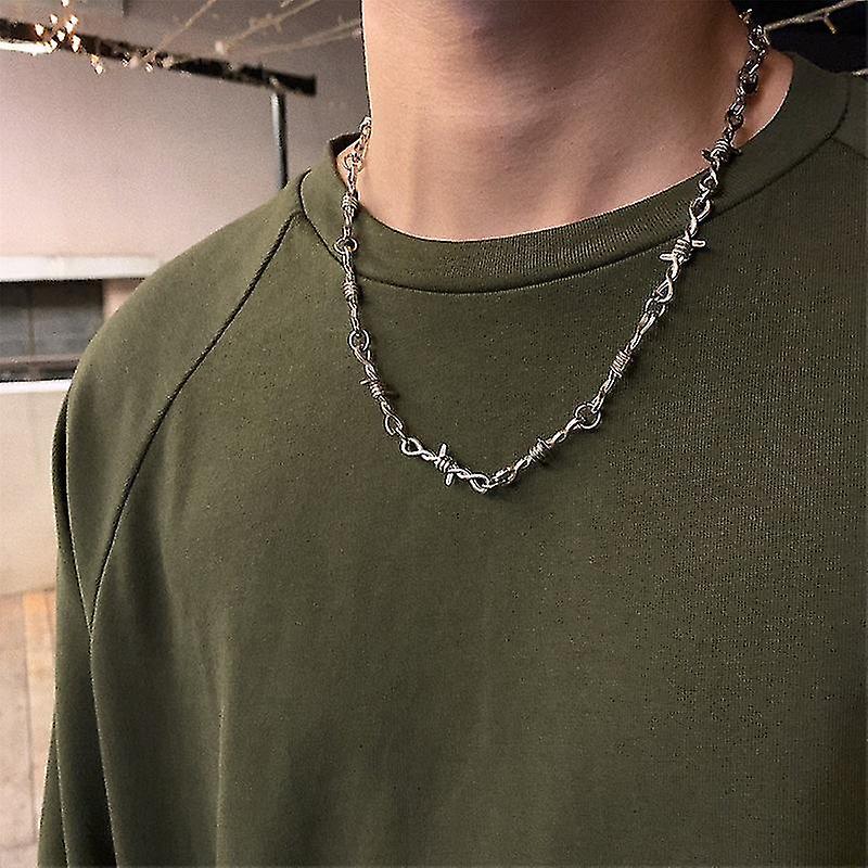 Collana di lucchetto pesante collare di metallo spine collana di ferro catena unisex hip hop harajuku punk gotico lega spinata collana