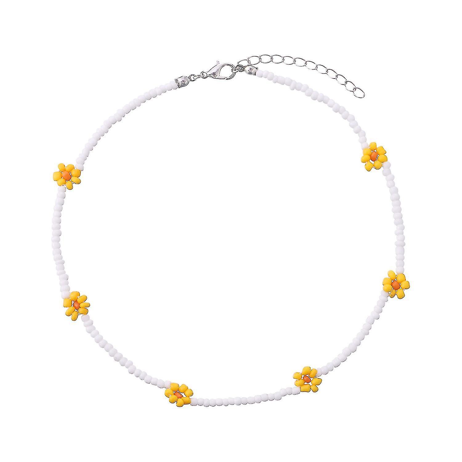 Colorful Beads Flower Choker Necklace For Women Girls Boho Choker
