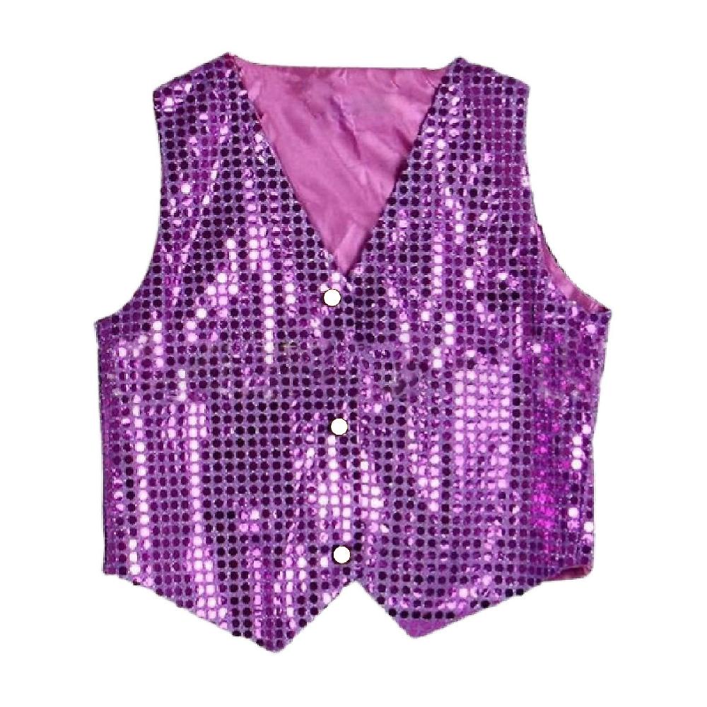 Costume Gilet Glitter Unisex Colorato Bambini Gilet di paillettes senza maniche per festa