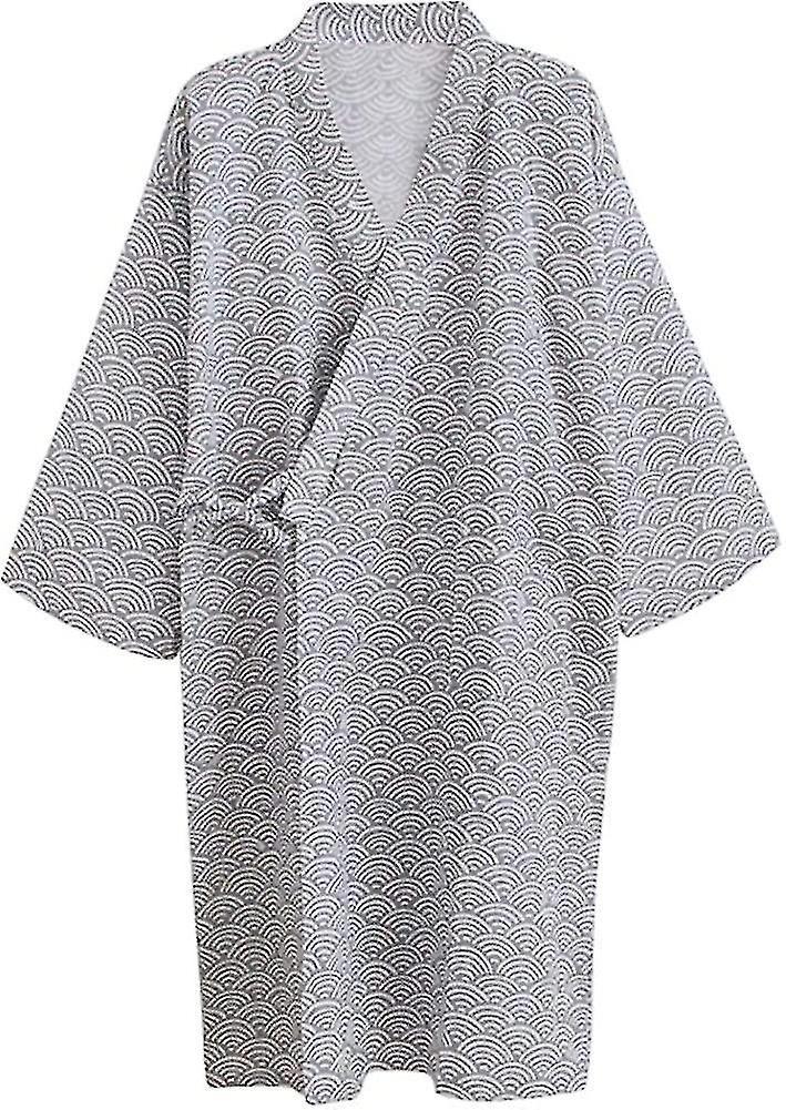 Cotton Kimono Robe Wrap Bathrobe Dressing Gown Pajamas Yukata Nightdress Loose Comfy Sleepwear