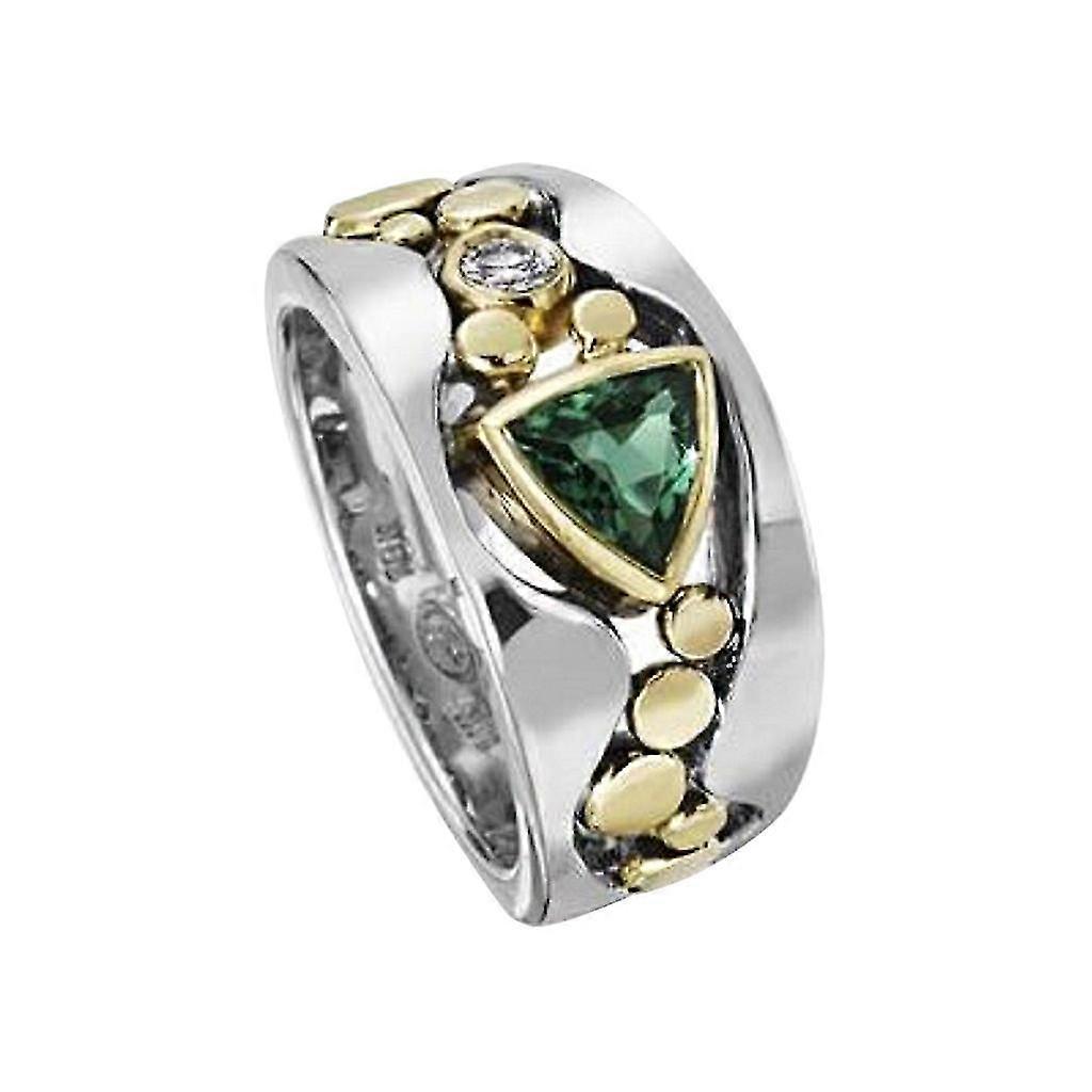 Creative Hollow Inlaid Green Zircon Ring Engagement Party Jewelry Size 6-10