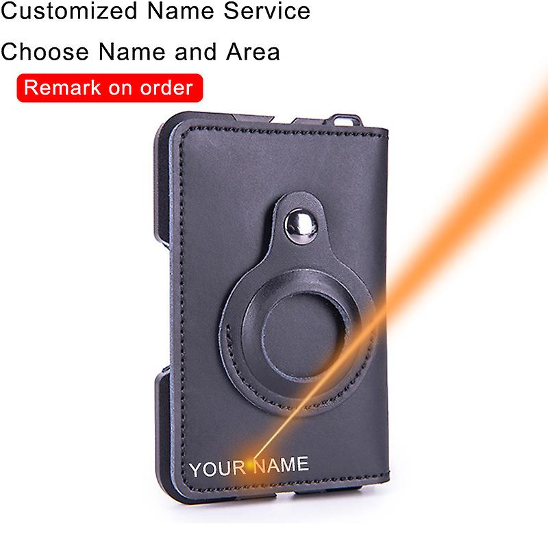 Credit Card Holder Airtag Wallet Men Genuine Leather Aluminum Metal Credential Cardholder Case Slim Mini Wallet For Air Tag