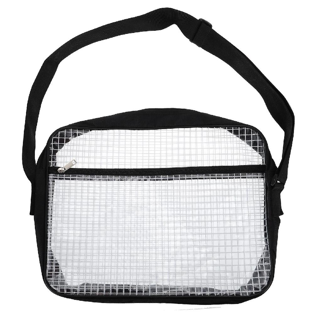 Cross Body Bag Transparent PVC Grid Bag Shoulder Pouch Anti-static Storage Bag