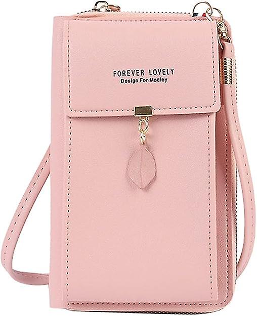 Crossbody Phone Bag Fashion Pu Shoulder Bag With Zipper Mobile Phone Wallet Bags With Three Layers Small Items Storage Bag With Metal Leaves