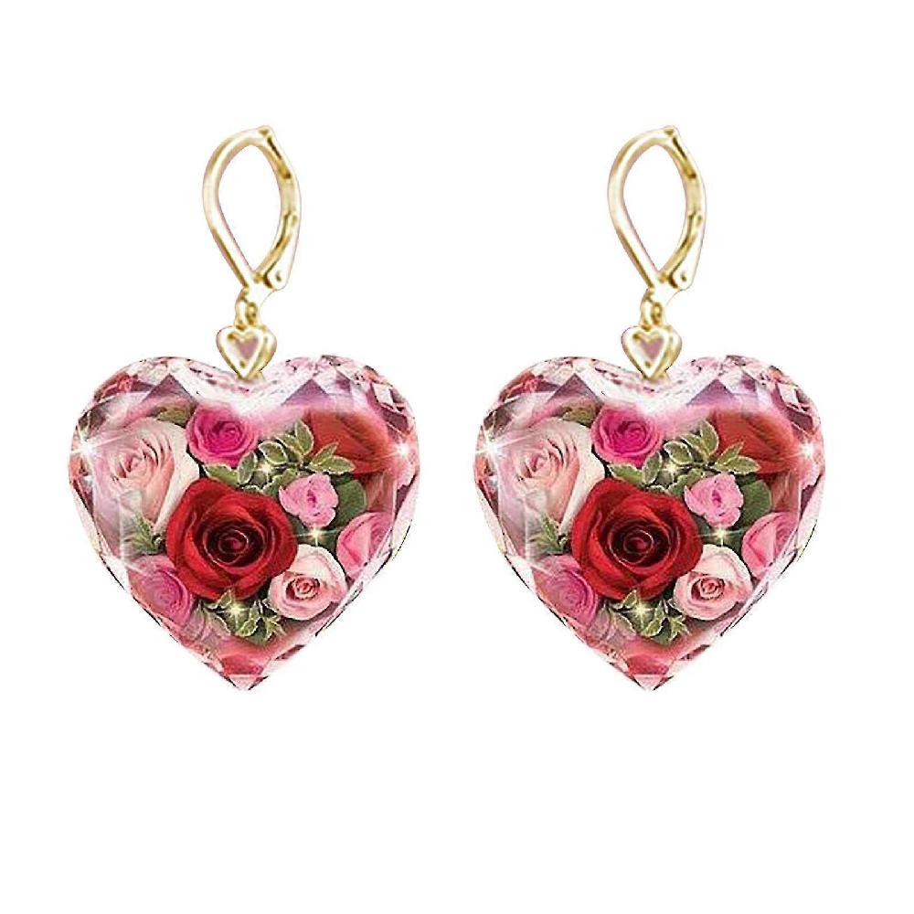 Crystal Love Rose Flower Necklace Set Fashion Lady Gold Plated Zircon Jewelry