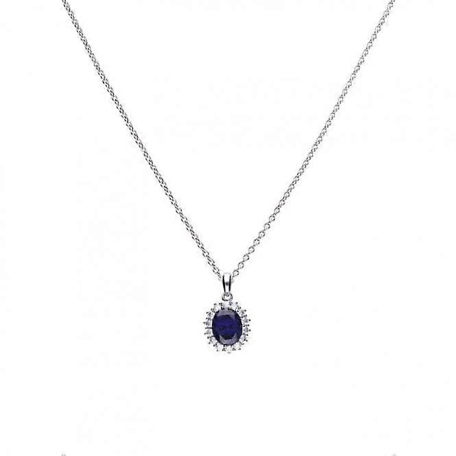 Cubic Zirconia Blue Oval Pave Pendant P4658