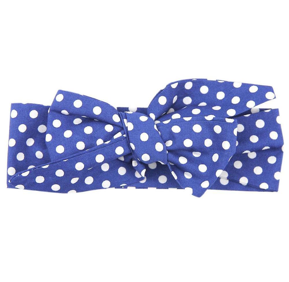 Cute Baby Girls Toddler Bowknot Hair Band Royal Blue Dot
