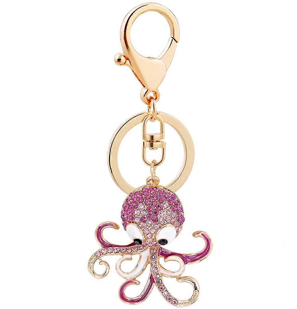 Cute Octopus Rhinestone Keychain Animal Keyring Car and Bag Accessories (Pi FWX
