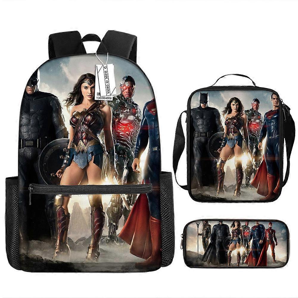 Dc Hero Series Zaino stampato per bambini Zaino per il tempo libero degli studenti delle scuole primarie e secondarie Borsa a tracolla Set di tre pezzi 10 -HGDMV