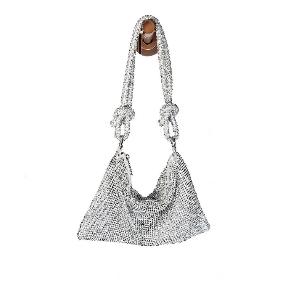 Diamond-encrusted Full Diamond-encrusted Evening Bag Tide-flash Knotted Rhindiamonds Pure Handmade Underarm Banquet Dinner Bag