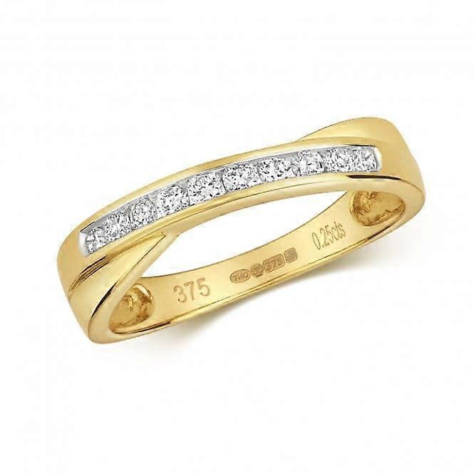 Diamond Jewellery 9ct Gold Diamond Rings with Cross Over Design RD365